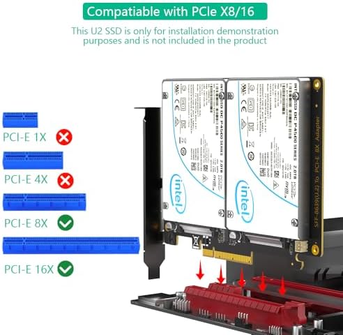 Dual U.2 SSD to PCIe 4.0 X8 Adapter, Support 2 x U.2 SSD or Soft Raid, Without PCI-e Splitter Function (PCIe Bifurcation Motherboard is Required) - Image 6