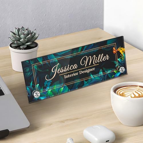 Personalized Acrylic Office Desk Name Plate with Standoff Barrels - Image 3