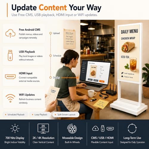 50" Floor Standing Digital Signage Kiosk, 4K UHD Display - Image 5
