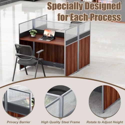 Modular Office Cubicle Desk Workstation with Privacy Panels and Cable Management, 2-Person Long Computer Desk for Commercial Workspace, Sound Dampening Partition Wall (White, 47.2IN) - Image 5