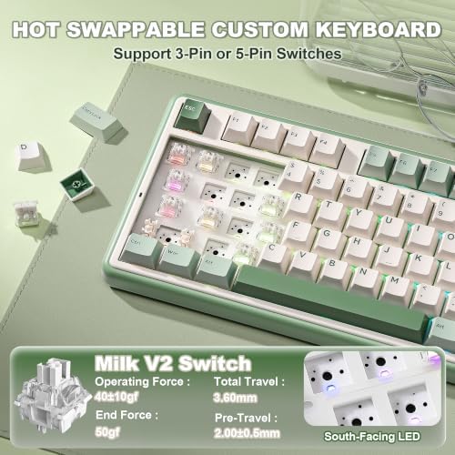 YUNZII B98 PRO 96% Wireless Mechanical Keyboard (Matcha Green, Milk Switch) - Image 6