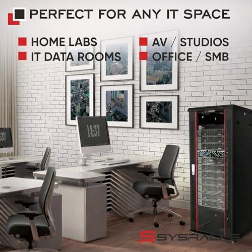 22U Wall Mount Server Rack Cabinet 24” Deep, 19” Network & AV Enclosure for Home Lab with Fan, PDU, 2 Shelves, Locking Glass Door - Image 7