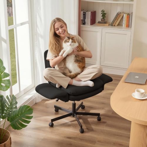 Bestier Criss Cross Office Chair with Flip-Up Arms, Comfy Wide Vanity Chair by Bestier