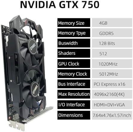 QTHREE GeForce GTX 750 Graphics Card,4GB,GDDR5,128Bit,HDMI,DVI,VGA - Image 2