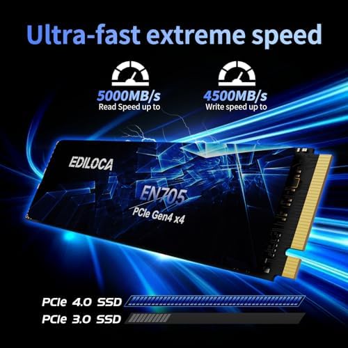 Ediloca 1TB SSD NVMe M.2 2280 PCIe Gen4 x4 Internal Solid State Drive for PS5, Gaming PC and Laptop, Up to 5000MB/s, with Dynamic SLC Cache (EN705) - Image 2