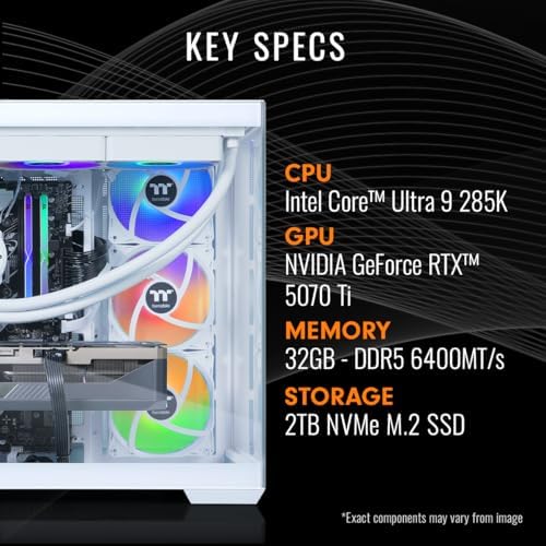 Thermaltake LCGS View u2870TS-380 Gaming Desktop (Intel® Core™ Ultra 9 285K, ToughRam 32GB DDR5 6400MT/s RGB Memory, NVIDIA® GeForce RTX™ 5070 Ti, 2TB NVMe M.2, WiFi, Windows 11) V38S-Z890-57T-LCS - Image 2