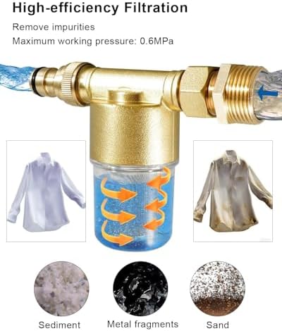 40 Micron Reusable Sediment Filter Brass Inline 1/2" NPT and 3/4" GHT - Image 4