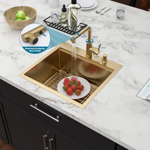 21 Inch Gold Drop In Outdoor Bar Sink with Faucet - Image 5