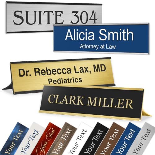 Office Name Plate for Desk, Desk Name Plate Personalized, Custom Door Name Plate for Doors, Wall, Office, Wall Holder, Laser Engraved, 2" x 8", 18 Color Options, Made in USA by My Sign Center. by MySignCenter