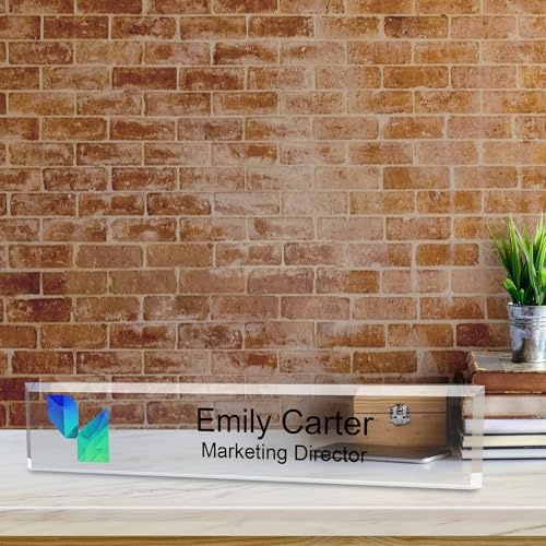 Signs ByLITA Customizable Full Color Acrylic Desk Sign – Upload Your Logo or Photo, Personalized Name Plate 2" x 8" Office Desk Décor - Image 7