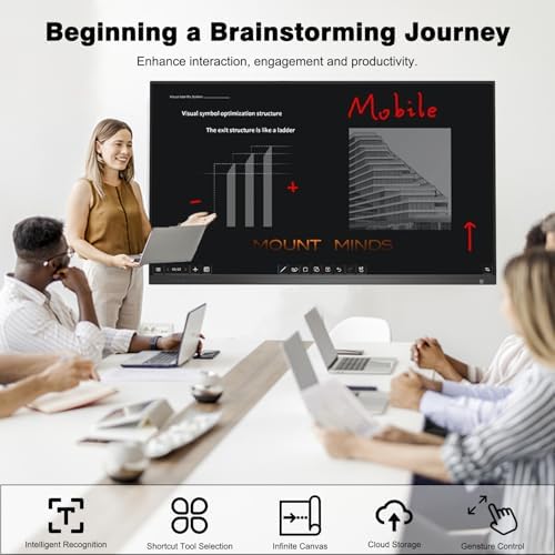 65 Inch Smart Board,4K Touch Screen Interactive Whiteboard, All-in-One Smart Digital Whiteboard for Classroom Home and Business Built in Android 14.0 8+128G with Robust App Ecosystem(Board+Wall Mount) - Image 4