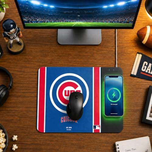 SOAR MLB Official Established Primary Logo Wordmark Home Office Wireless Charging Mouse Pad Mat 11.8" x 8.6" (Chicago Cubs) - Image 3