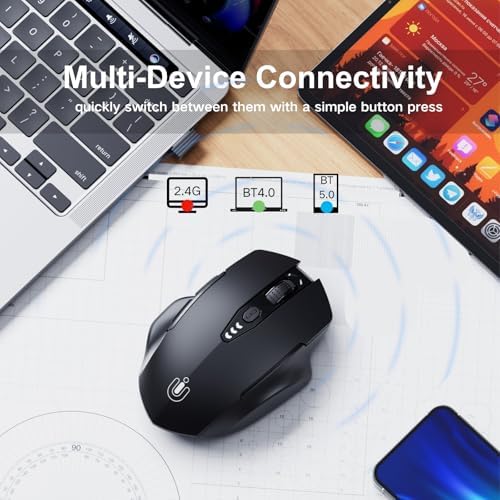Uineer Bluetooth Mouse, Tri-Mode Wireless, Rechargeable, 3-Device Switch - Image 2