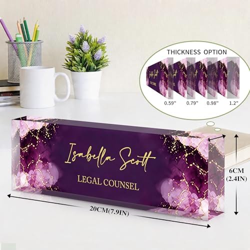 Custom Name Plate for Desk, Acrylic Desk Name Plate Personalized, Employee Appreciation Gifts, Office Desk Accessories for Women Men Teacher Nurse, Coworker Gifts for Manager Assistant (Lavender) - Image 4