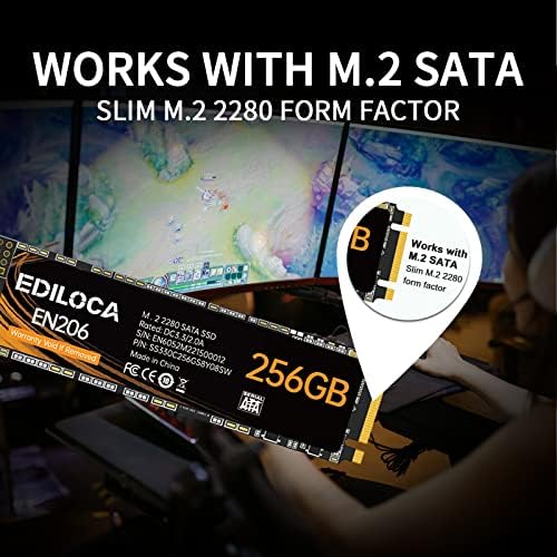 Ediloca EN206 256GB 3D NAND TLC M.2 SSD, M.2 2280 SATA III 6Gb/s SSD Internal Hard Drive, Read/Write Speed up to 550/460 MB/s, Compatible with Ultrabooks, Tablet Computers and Mini PCs - Image 4