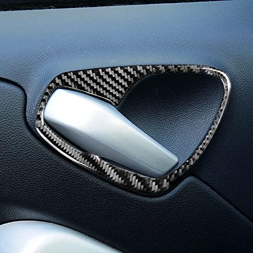 Real Black Carbon Fiber Car Inner Door Pull Handle Panel Switch Frame Decoration Sticker Compatible with Benz Smart Fortwo 2011 2012 2013 2014 2015 Auto Interior Accessories 2pcs - Image 3