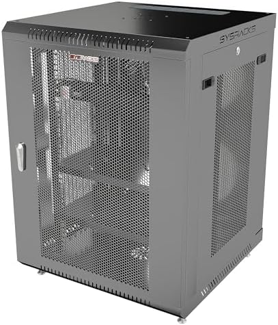 15U Wall Mount Server Rack Cabinet, 19” Enclosed Network & IT Equipment Enclosure, 24” Deep, Locking Mesh Door by SYSRACKS