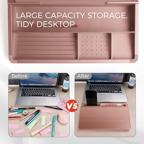 TOWON Compact Glass Desktop Whiteboard with Storage 12x7 in, Rose Gold - Image 5
