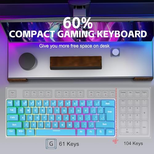 Snpurdiri 60% Wired Gaming Keyboard, 61 Keys RGB (Blue) - Image 2