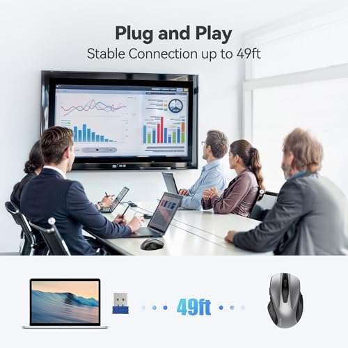 TECKNET Wireless Mouse, 2.4G Ergonomic Computer Mouse, 2600 DPI, Silver - Image 7