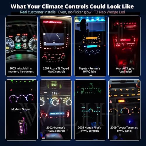 WLJH 10x Green T3 Neo Wedge Led 3030 SMD Chip 8mm Base Car Instrument Cluster Light Dashboard Gauge HVAC AC Heater Climate Control Lamps Switch Indication Interior Bulb Replacement - Image 2