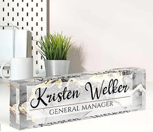 Name Plate for Desk, Desk Name Plate Personalized, Office Decor for Women Men, Acrylic Desktop Accessories, Office Gifts for Boss Nurse Teacher Coworker, Employee Appreciation Gift (Silver/Gold) by Spricoz