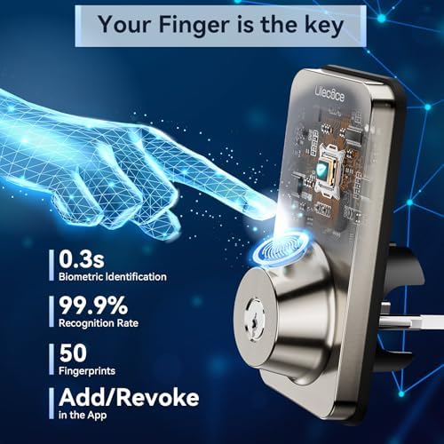Ulecoce U68 Fingerprint Keypad Deadbolt with Knob Set, Satin Nickel - Image 4