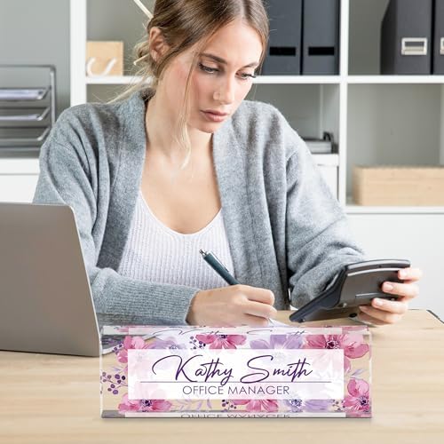 Personalized Name Plate for Desk, Custom Desk Name Plate, Acrylic Name Plate Office Desk Accessories, Personalized Office Gifts for Coworkers Teachers, Employee Appreciation Gifts (A-WaterColor4) - Image 6