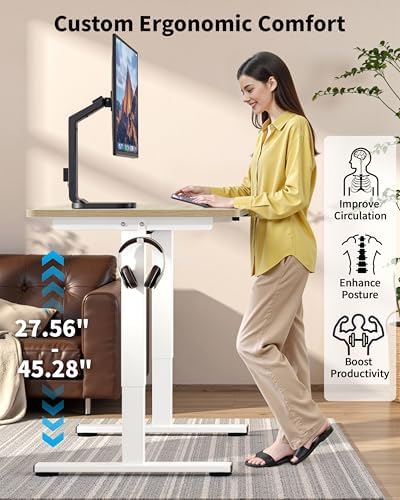 Okin Small Electric Standing Desk, 36" x 24" Whole Piece Height Adjustable Desk, Oak Sit to Stand Computer Workstation for Home Office - Image 6