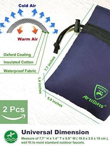 Pro Outdoor Water Faucet Cover Socks for Winter Freeze Protection, 5.9" W x 7.7" H, Mazarine Blue, Set of 4 - Image 2