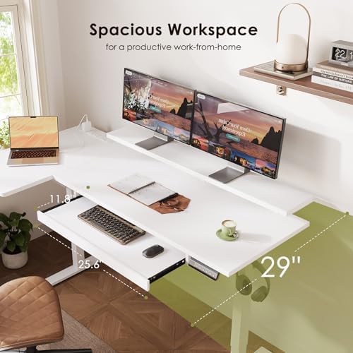 OffiGo 63 Inch Reversible L Shaped Electric Standing Desk, White - Image 4