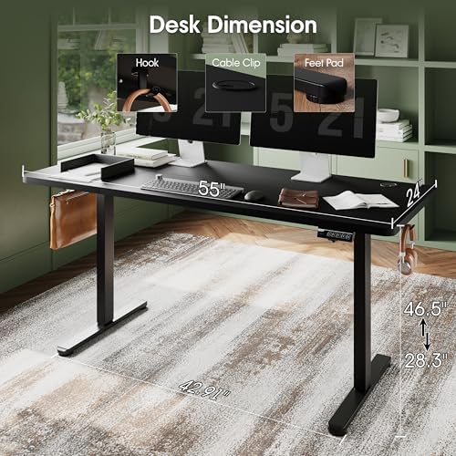 Monomi Electric Standing Desk 55"x24"Height Adjustable Sit Stand Up,Black - Image 3