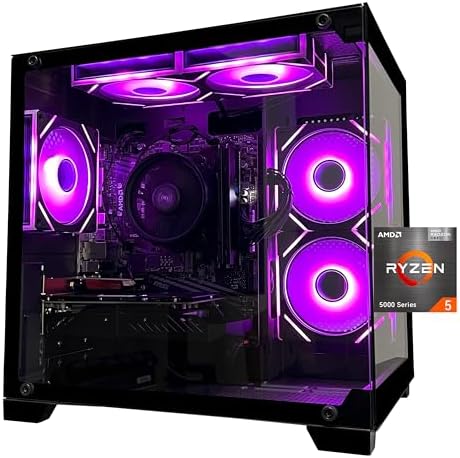 SKYESEV Prebuilt Gaming Desktop PC, AMD Ryzen 5 5600, GeForce RTX 3050 6GB,32GB DDR4 3200MHz RAM, 1TB NVMe SSD, ARGB Air Cooling, Wi-Fi,Tower Computer for Gaming, Streaming, Editing by Unknown