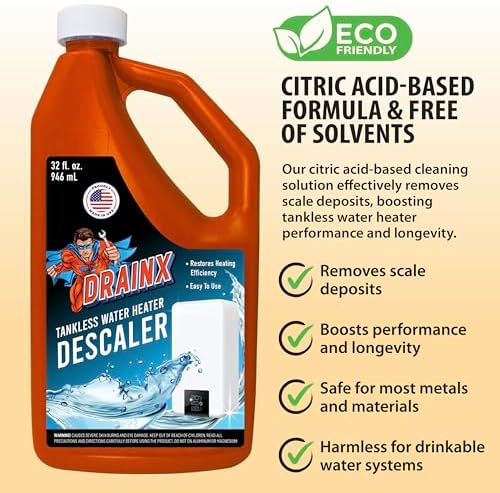 DrainX Tankless Water Heater Flushing Kit Includes Submersible Pump, Hoses, Liquid Descaler Solution, and Measuring Bucket - Image 4