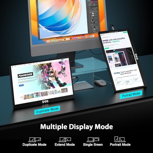 QQH Portable Monitor, 15.6" Portable Travel Monitor for Laptop 1080P FHD IPS Second Screen, USB C HDMI External Gaming Monitor Display for Computer Phone PC PS4 PS5 Xbox Switch (Z1-9) - Image 4