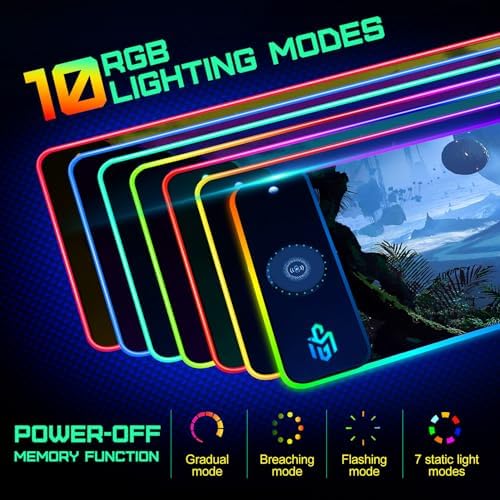 GIM 15W Wireless Charging RGB Gaming Mouse Pad, LED Mouse Pad 800x300x4MM, 10 Light Modes Extra Large Mousepad Non-Slip Rubber Base RGB Desk Mat for Gaming, MacBook, PC, Laptop, Desk (Planetary) - Image 4