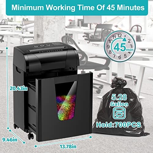 Woolsche Paper Shredder, 18-Sheet Cross Cut with 5.28-Gallon Pull Out Bin, P-4 Security Level, Shred Paper and Credit Card and CD, Durable&Fast with Auto Jam Proof System Shredder for Office - Image 5