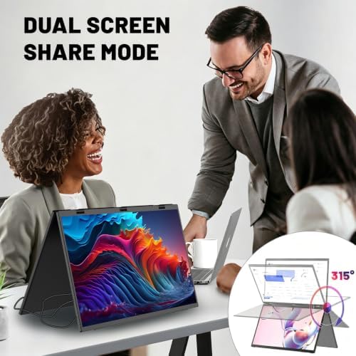 18.5" FHD 1080P Dual Portable Monitor 100% sRGB Laptop Screen Extender, 330° Screen Adjustment & 135° Stand, VESA Mountable, USB-C/HDMI, Travel Monitor for Laptop, Windows - Image 4