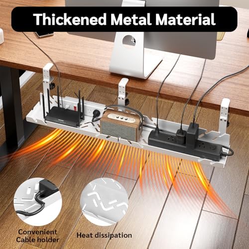 CABTE Under Desk Cable Management Tray with Power Outlet - Image 3