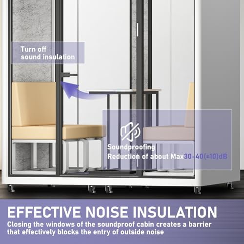 Outdoor Office Pod Booth with Audio Privacy - Smart Sound Booth with White Modern Style,Soundproof Room with Light,Ventilation,Socket for Small Studio,Live Streaming Room(82.67IN) - Image 3