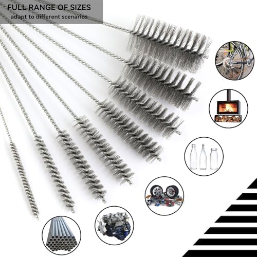 12 Inch Pipe Cleaning Brush Set with Stainless Steel Bristles, Steel Wire Tube Brush Kit for Auto Parts Polishing, Machining, Bottles, Tubes, Etc.（6mm-2pcs） - Image 6