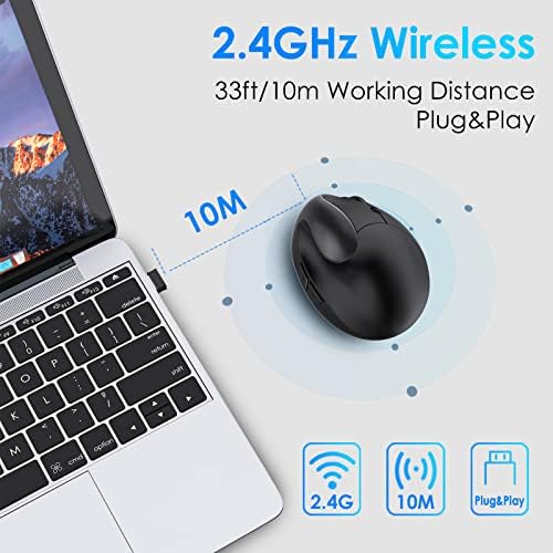 Right Hand Ergonomic Vertical Wireless Mouse Type C Rechargeable 6 Btn Mice - Image 2