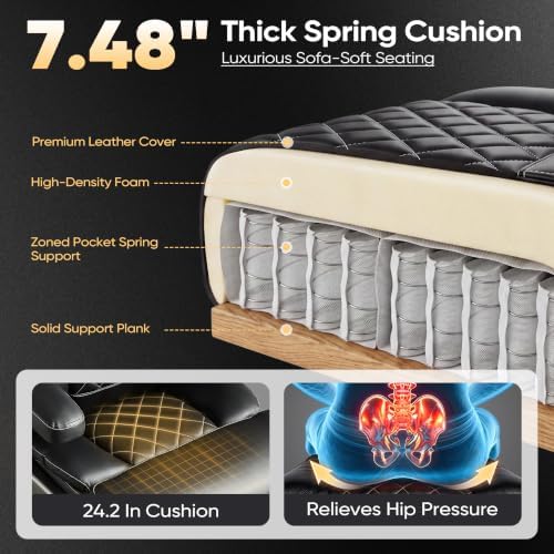 600LBS Large Big and Tall Office Chair, Heavy Duty Wide Ergonomic Gaming Office Chair with 5D Flip Arms, Comfy PU Leather Executive Office Desk Chair, Extra Wide Padded Seat, Adjustable Lumbar - Image 3