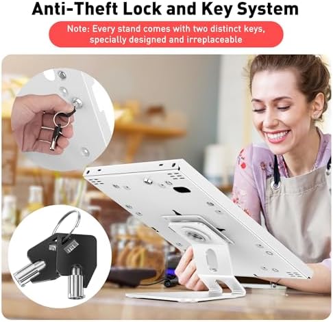 AboveTEK Anti-Theft Tablet Stand – iPad Locking & Security Stand, Countertop & Wall Mount POS Stand, 360° Swivel Kiosk Stand for iPad/iPad Air/iPad Pro – Ideal for Retail Business (White) - Image 4
