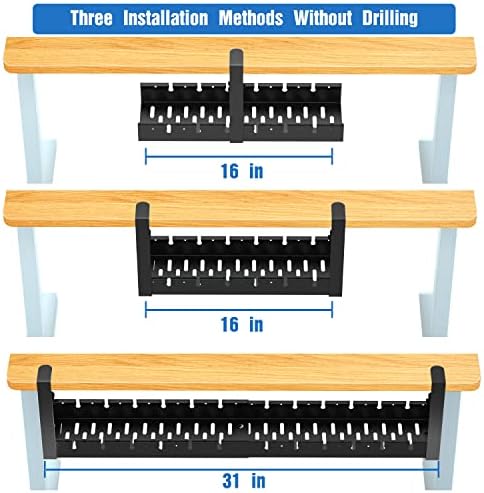 No Drilling Extendable Under Desk Cable Management, Metal Cable Management Tray Under Desk with Clamp, Retractable Power Strip Cord Holder for Wire Management 31Inch(1 Pack Black Extendable 31') - Image 3