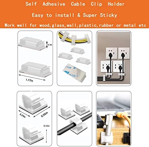 319pcs Cable Management Organizer Kit, Desk Cord Organizer, 98 Adhesive Cable Clips Holder, 17 Reusable Cable Strap, 4 Cable Sleeve Split, and 200 Nylon Cable Zip Ties (Black) - Image 5