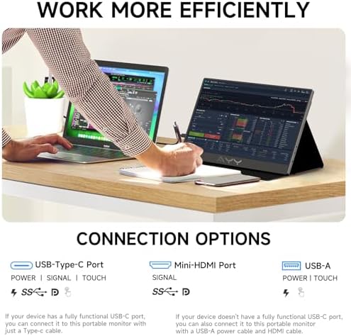 AYY Portable Monitor for Laptop 15 Inch, FHD 1080P USB-C HDMI Travel Monitor External for Computer, Second Display HDR IPS Gaming Monitor Extender for PC MAC Phone PS4/5 Xbox Switch, Built-in Speakers - Image 5
