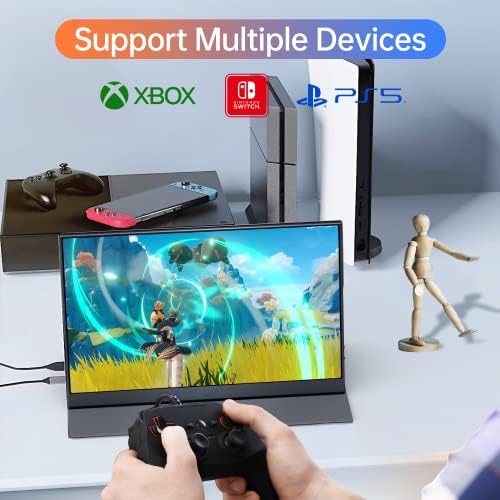 ForHelp 15.6inch Portable Monitor,1080P USB-C HDMI Second External Monitor for Laptop,PC,Mac Phone,PS,Xbox,Swich,IPS Ultra-Thin Zero Frame Gaming Display/Premium Smart Cover - Image 6