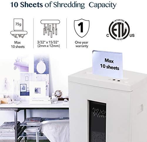 WOLVERINE SD9112 P5 Micro Cut Paper Shredder,10 Sheet,60Min,6 Gal, White - Image 2