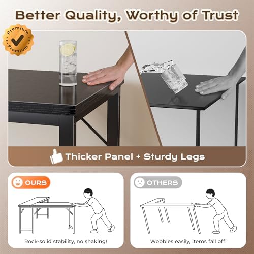 Huuger 63 Inch L Shaped Desk with Power Outlets & 0.95 Inch Thicker Desktop - Image 7
